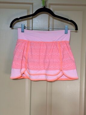 Ivivva Pink and Neon Coral Lace-Detail Athletic Skirt